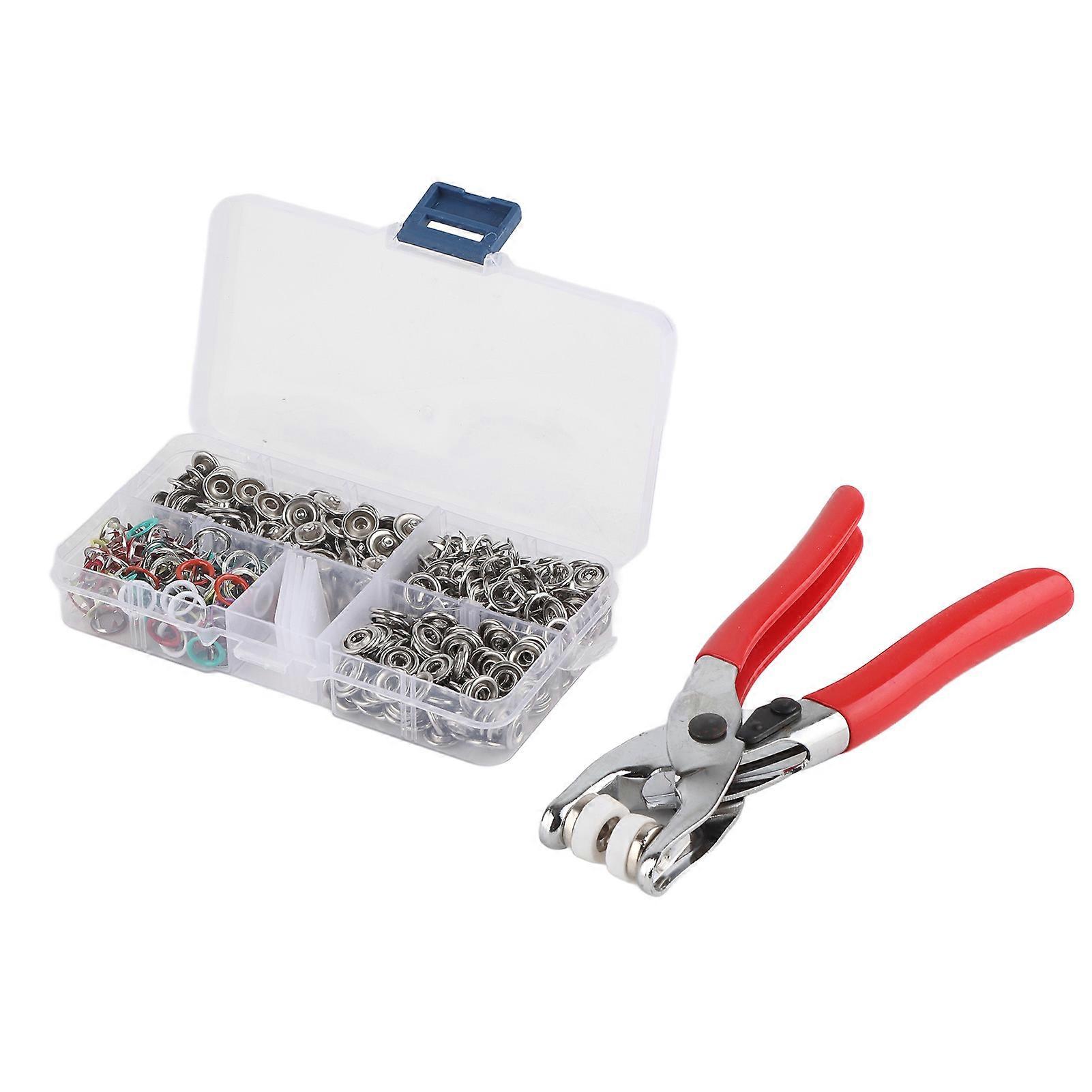 110pcs Mixed Colours Prong Ring Press Studs Snap Fasteners with Pliers DIY Home Use