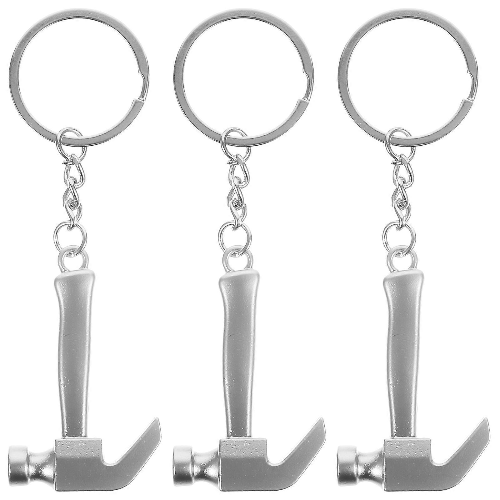 Tiny Hammer Keychain Metal Pendant Car Keys Decoration 3Pcs