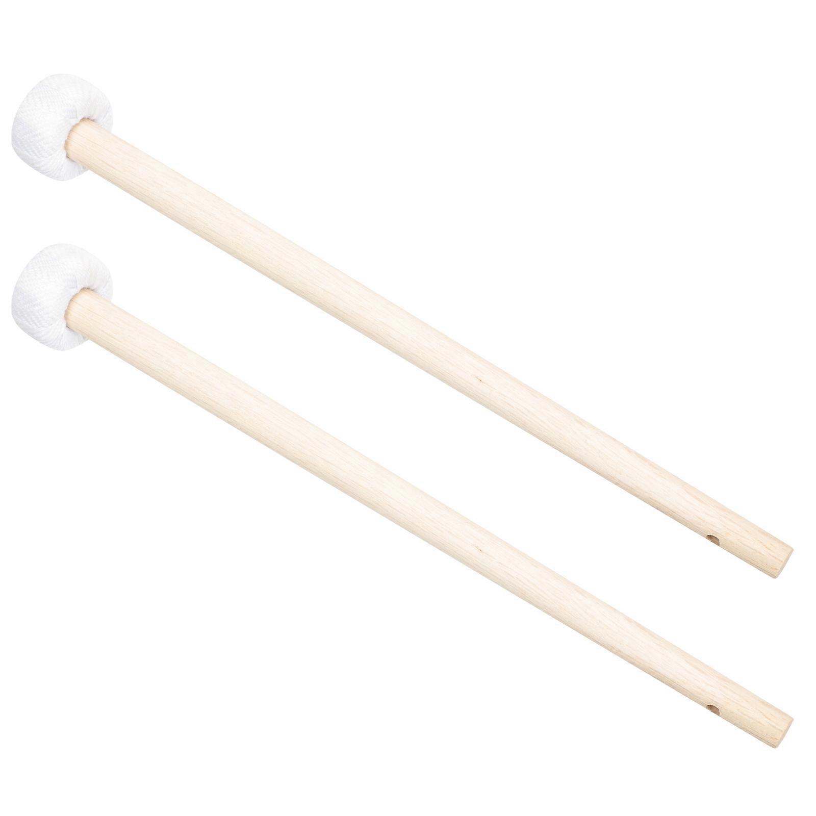 Wood Chinese Gong Mallets with Comfortable Handle Design for Home 2Pcs White
