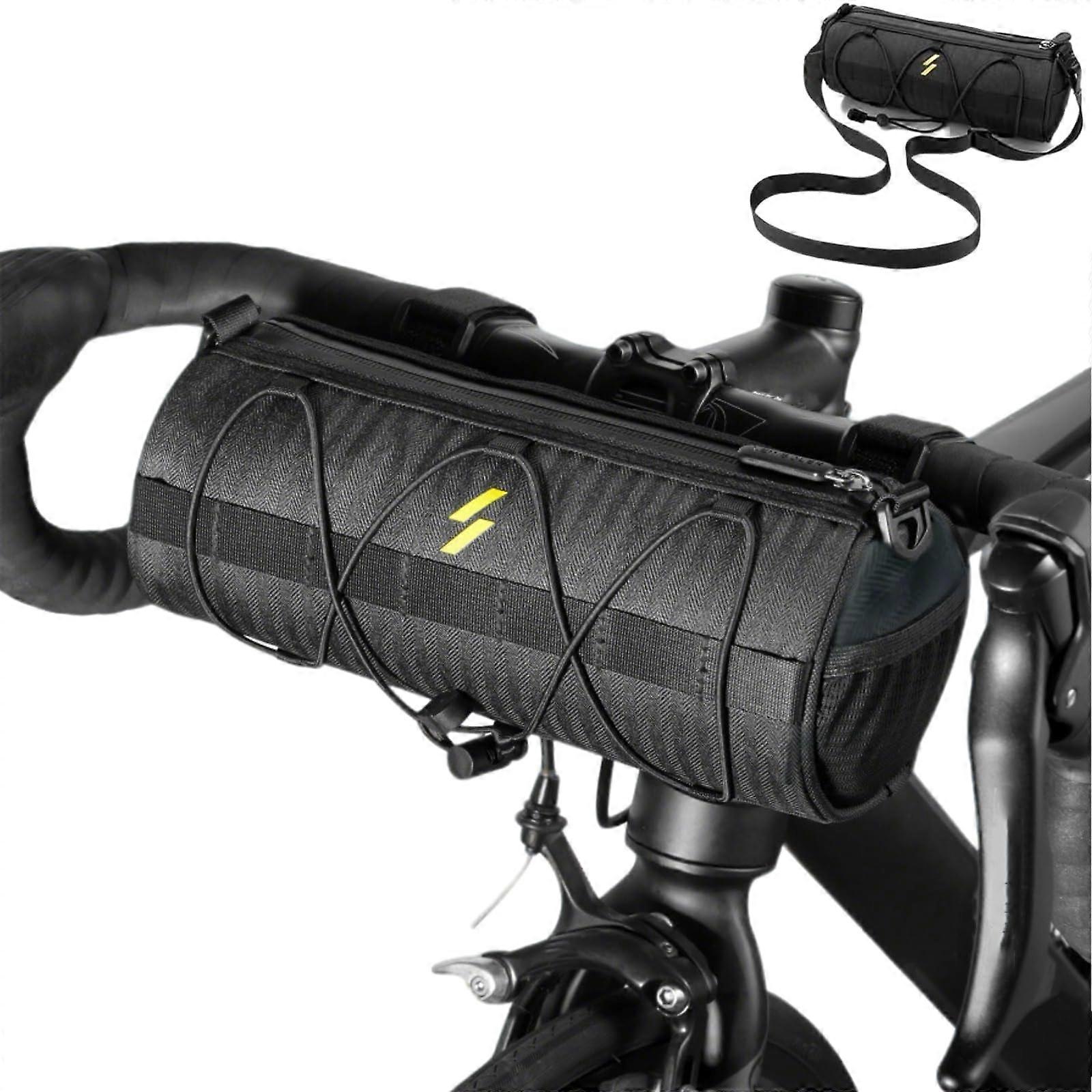 Bicycle Handlebar Bag, 2.4L Waterproof, Removable Shoulder Strap, Pack of 1
