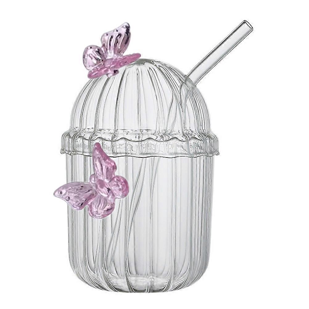 Glasscups With Lids And Straws Hotel Daily Use Clear Design Wide Applications 1Set