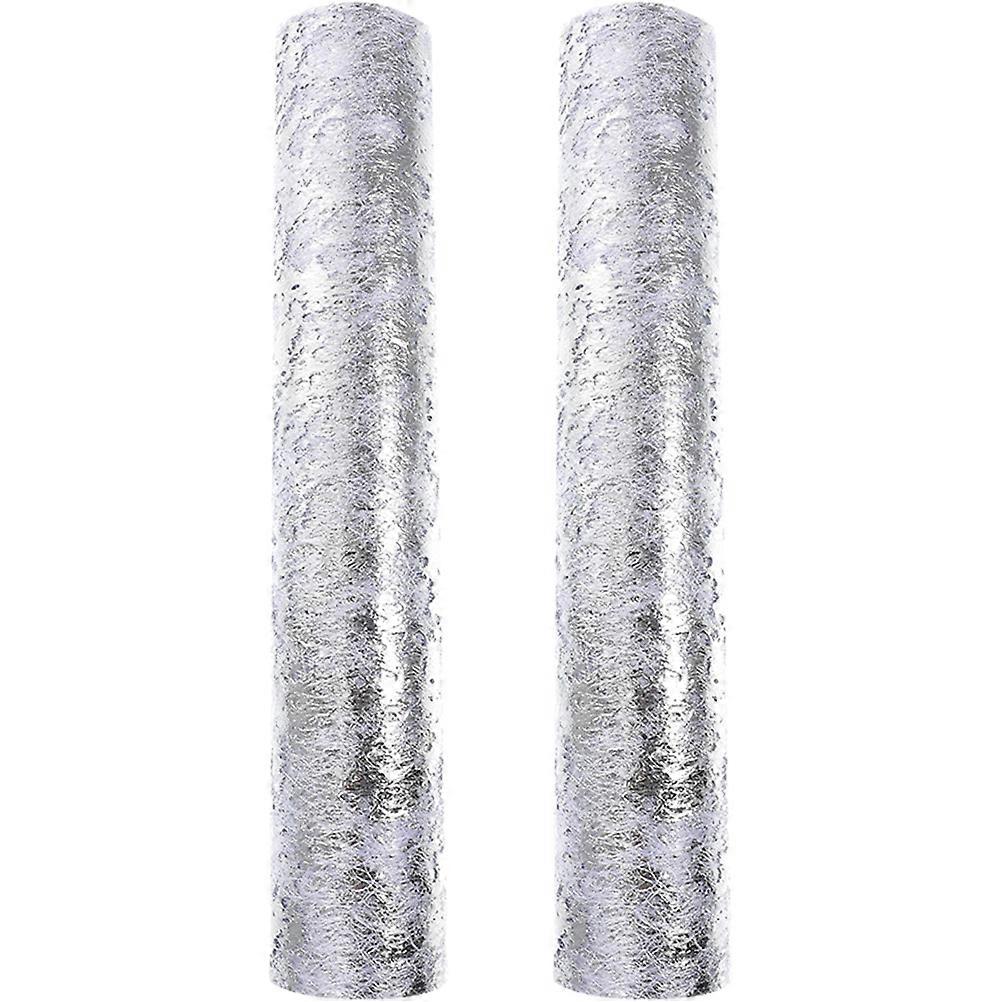 Table Decoration Rectangular Grenadine Wrapping Paper For Banquet Silver 457x29cm 2 Rolls