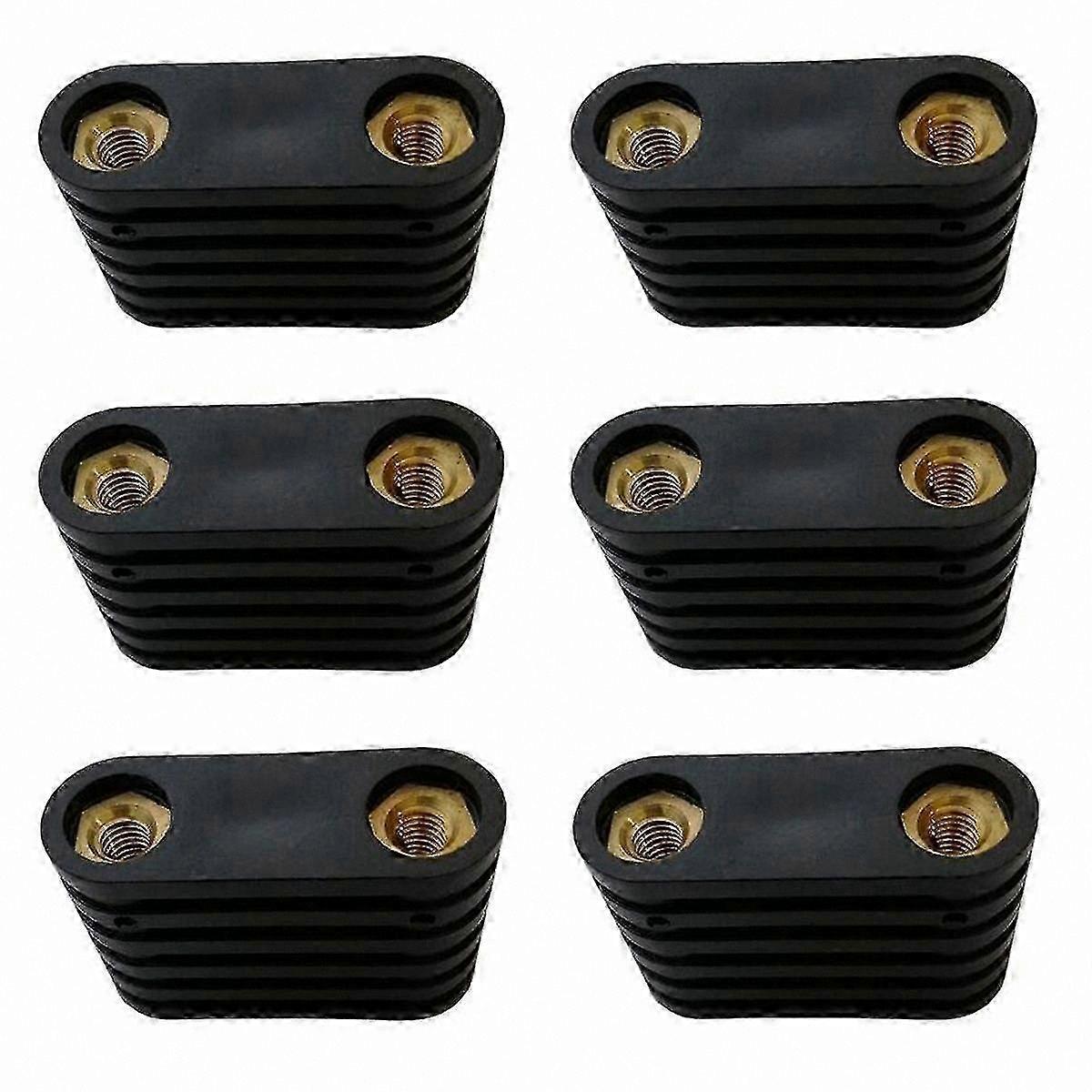 Windsurfing Board Footstrap Inserts, 6-Pack Black Plastic 2-Hole Replacement for Surfboard
