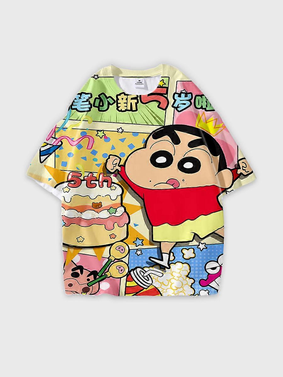 T-shirt round neck Cartoon Pattern loose short sleeve B2159