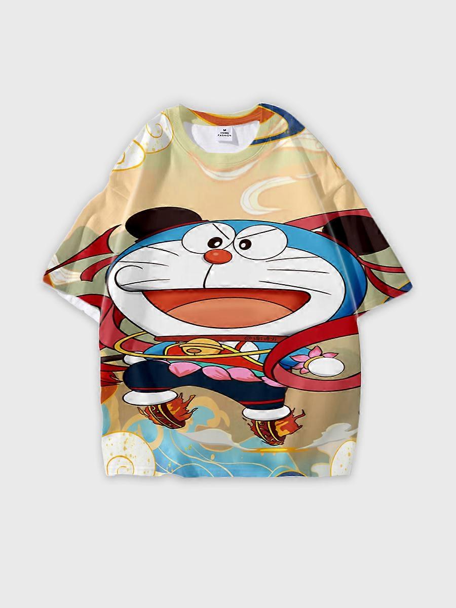T-shirt round neck Cartoon Pattern loose short sleeve A01