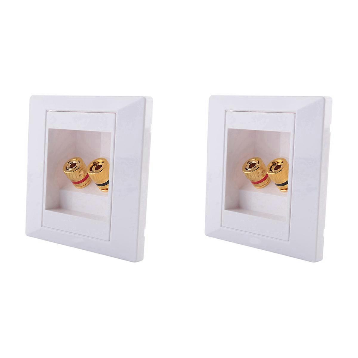 2X Wall Socket Connection Port with 2 Jack Speaker White