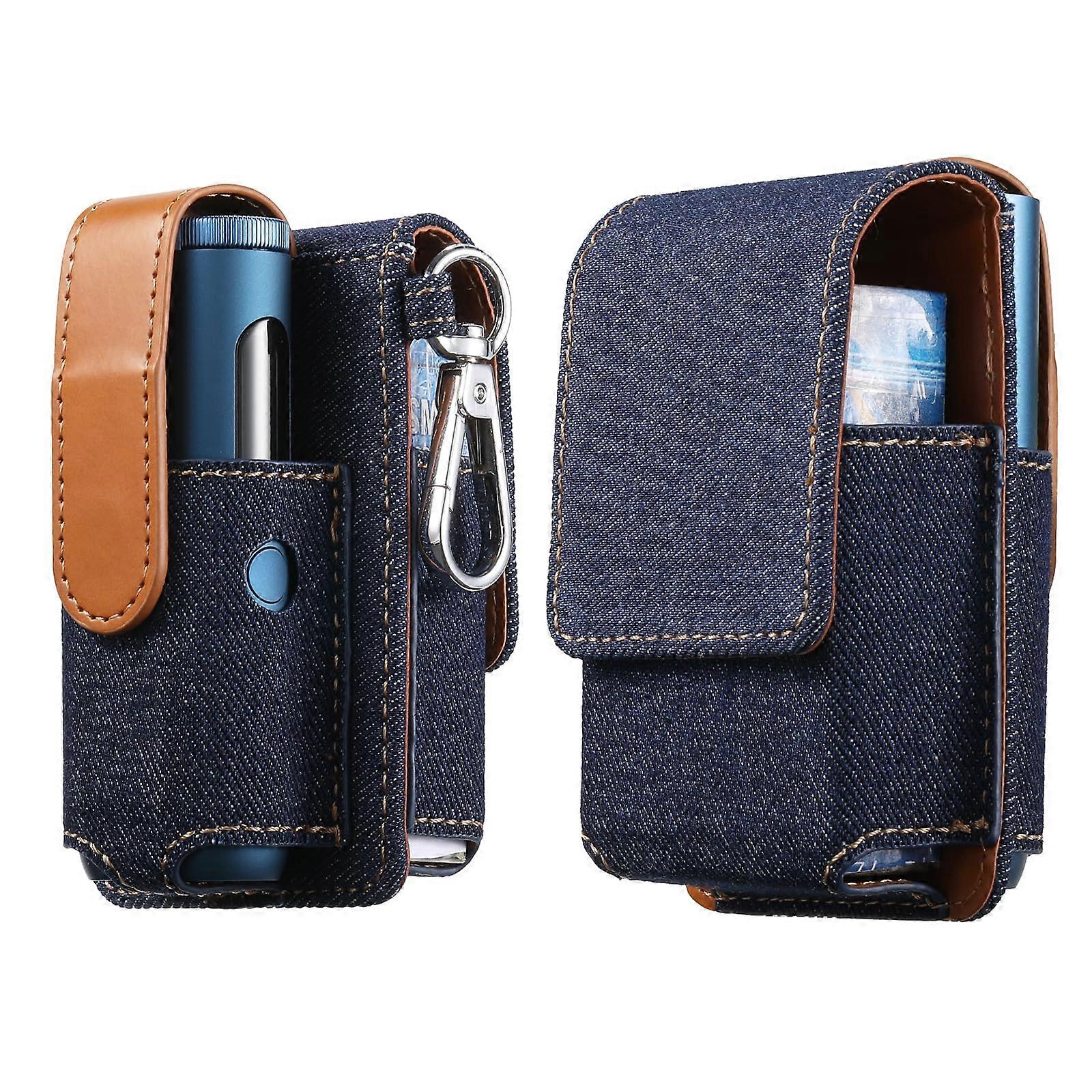 Case Compatible With GLO Hyper Pro Leather Protective Cap Dark Denim Cigarette Carry Sleeve Slim Accessory Cover
