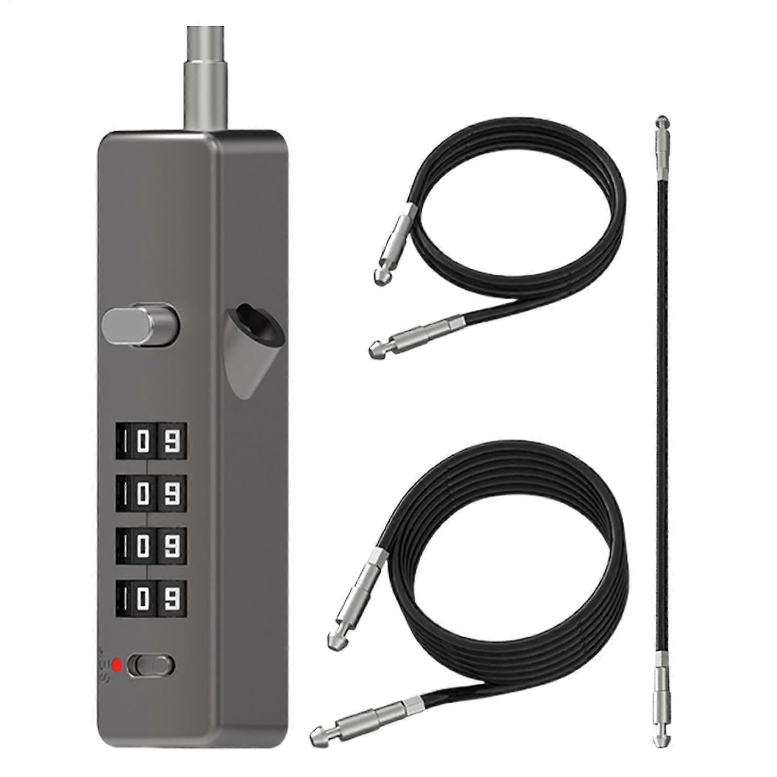 strength cable lock Security lock – Bicycle accessory with 4digit combination for suitcases, sports lock, and gun Gray