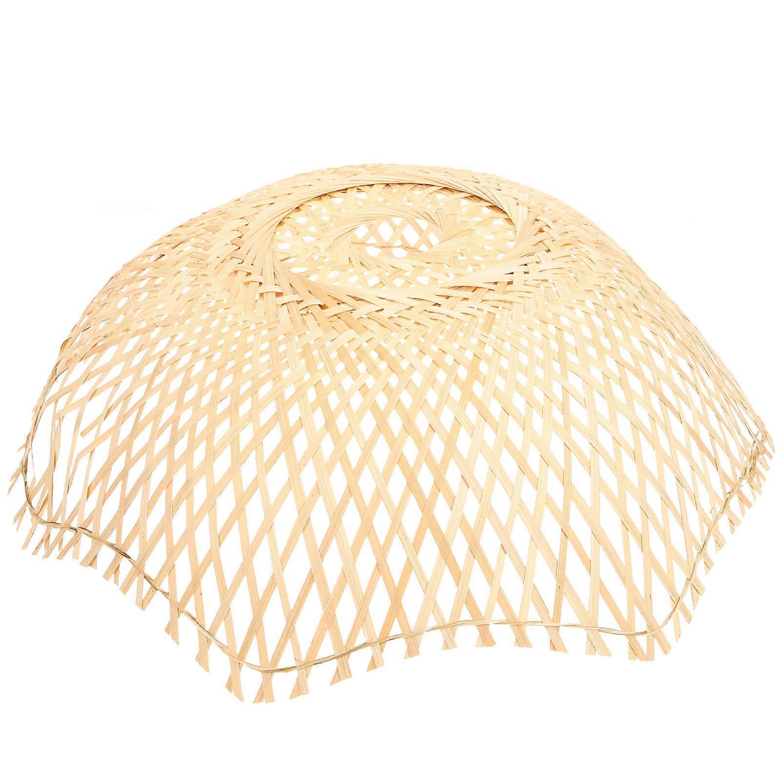 Bamboo Lamp Shade for Indoor Use Beige Color Soften Bright Light Woven Structure Fits Small Lamps