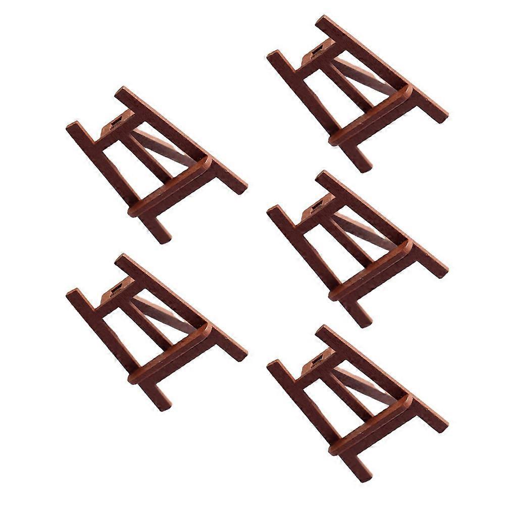 Mini Desktop Easel Decoration For Micro Landscaping And Doll House Accessory In Coffee Color With Realistic Design 5 Pcs
