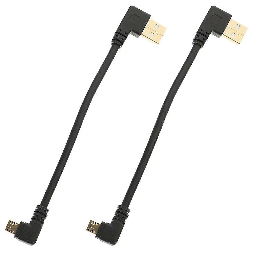 Right Angle Micro USB Cable 2Pcs For Tech Users 50Cm -Plated Connectors Data Sync