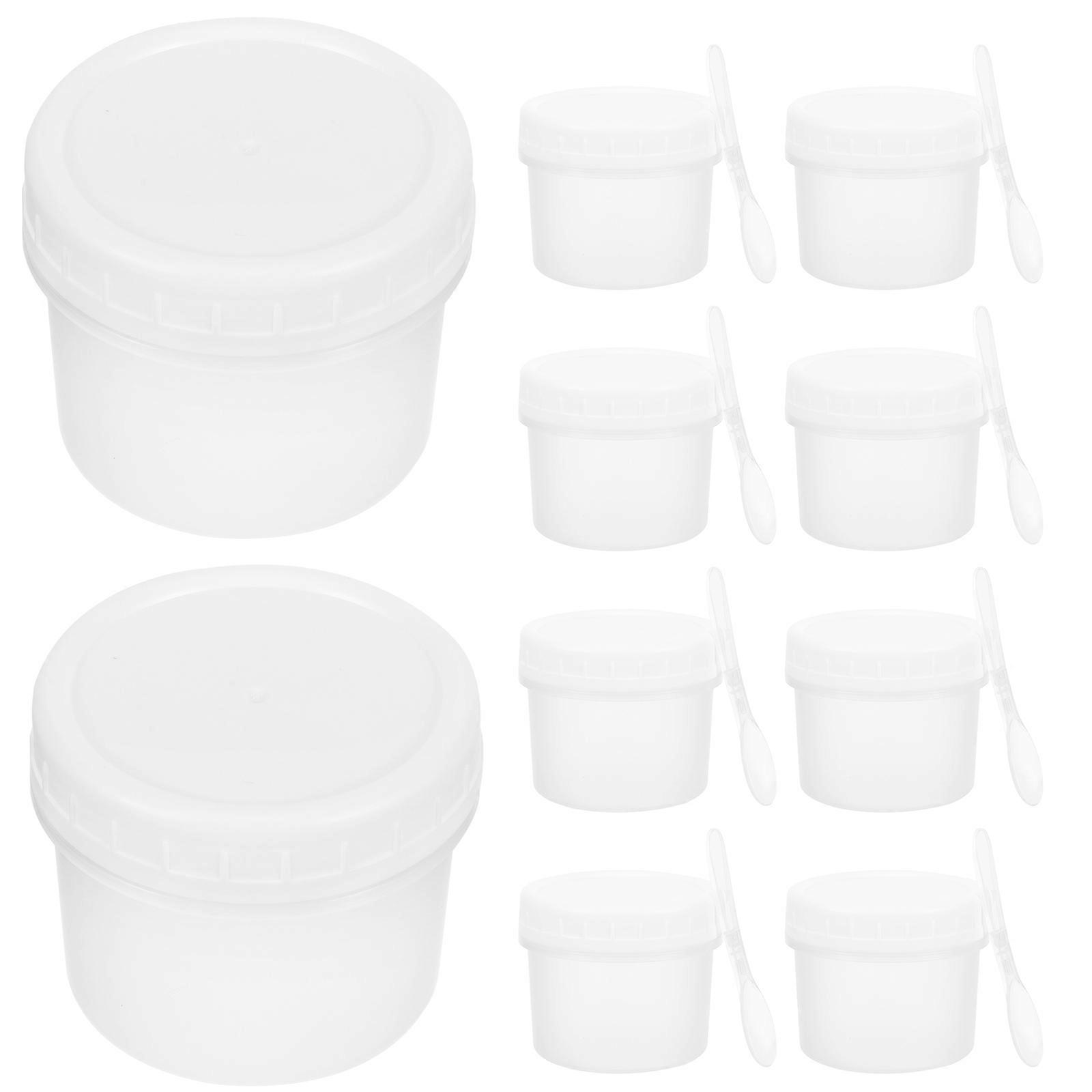 Freezer Ice Cream Containers Portable Ice Cream Box Home Use 7x6cm White Stackable 10Sets