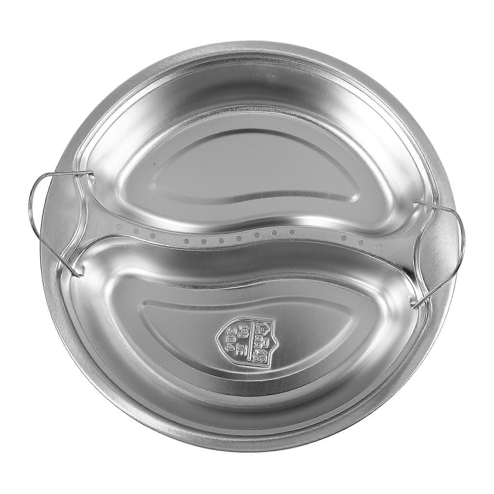 Steaming Plate Steamer Pot with Basket Double Compartment Design Cooking Corn 7.9×7.9×1.6in 1Pack