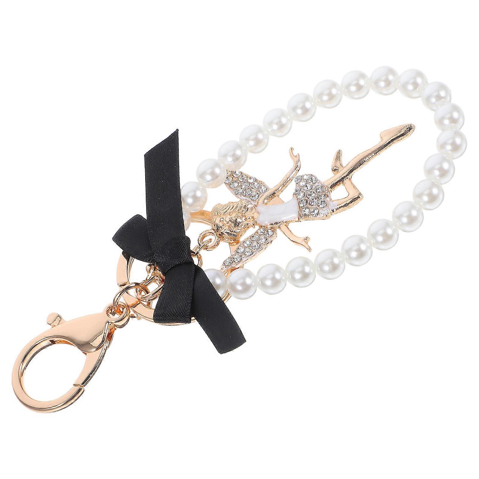 Keychain with Pearl Bowknot for Purse Decorative Charm