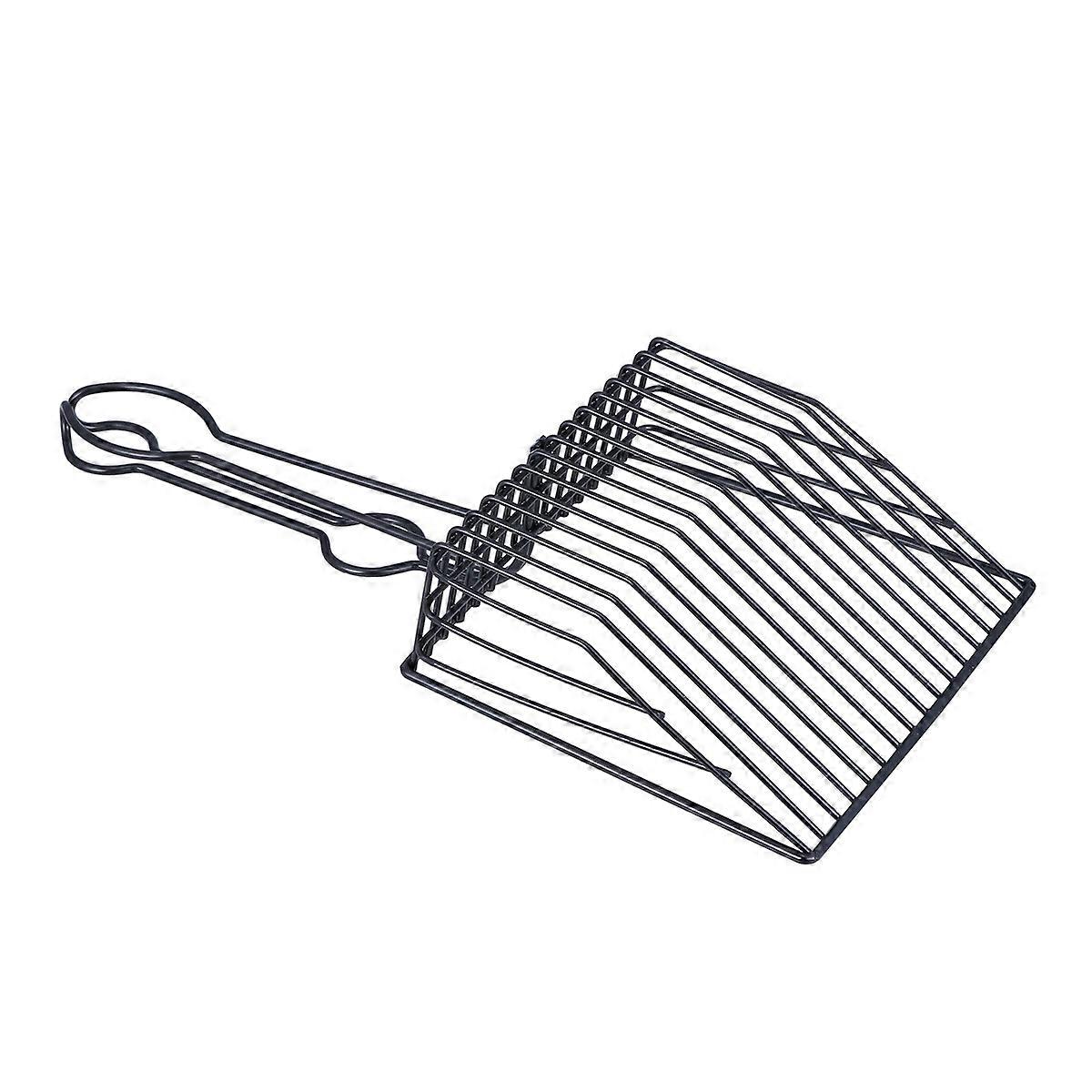 Cat Litter Cleaning Metal Scoop with Comfortable Handle for Rapid Sifting and 1 Piece Black