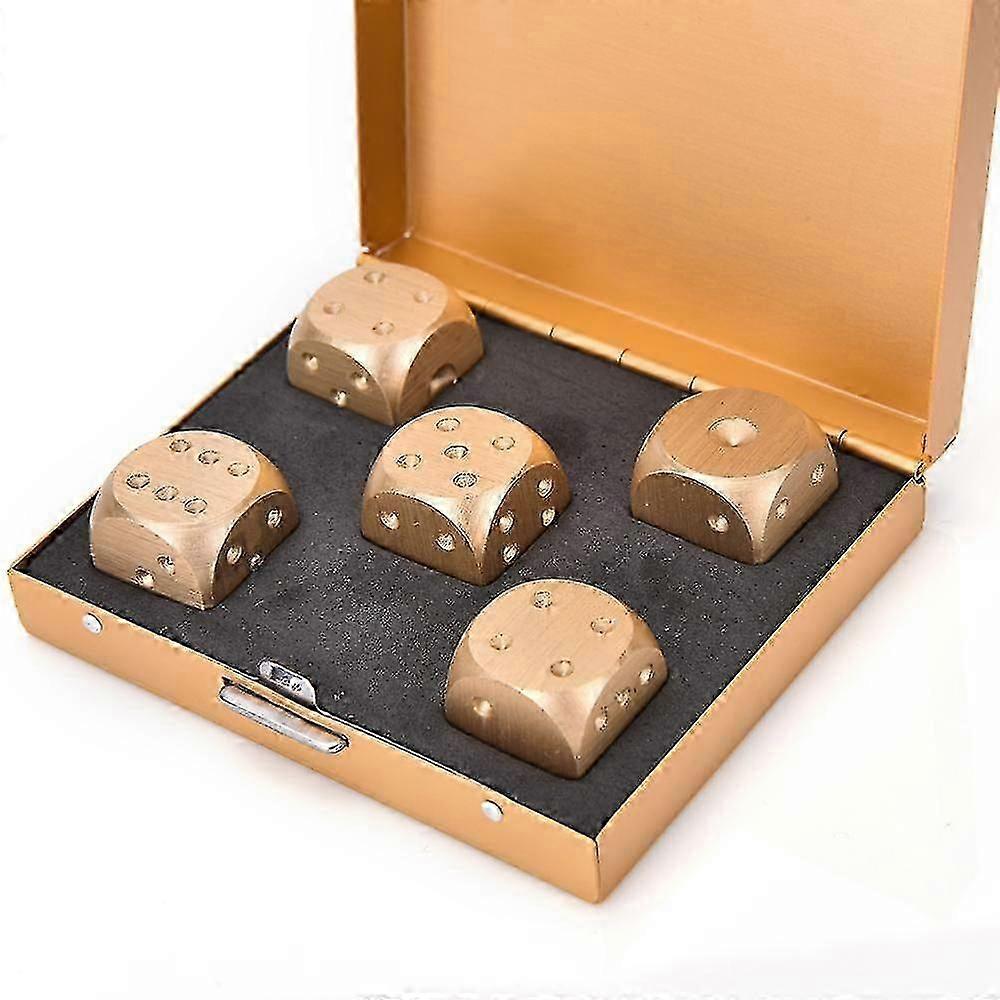 Multi Function Golden Metal Gambling Dice Set 16mm Board Game Dices