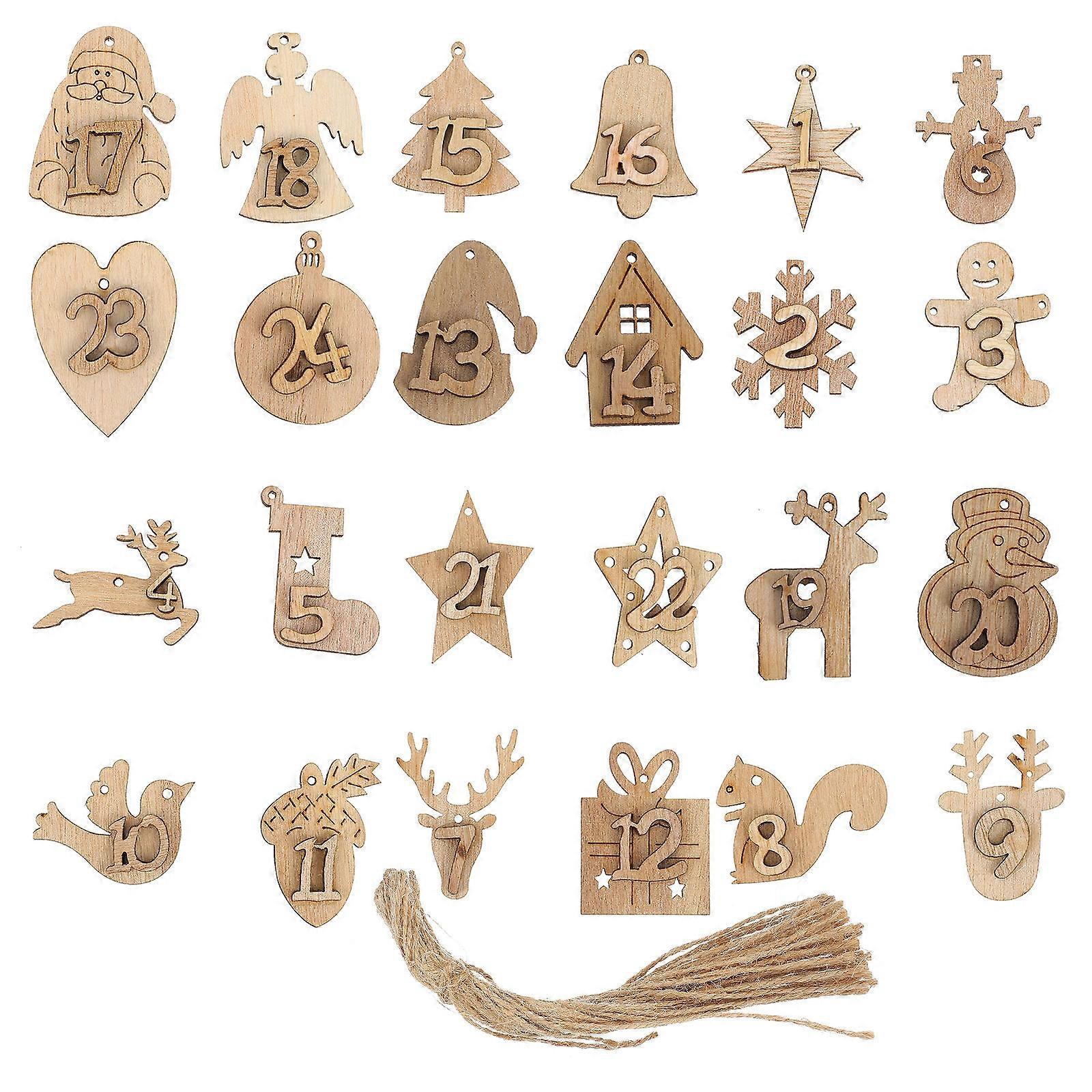 Festive Advent Calendar with Hanging Decorations for Christmas Countdown Khaki Synthetic Material Small Size