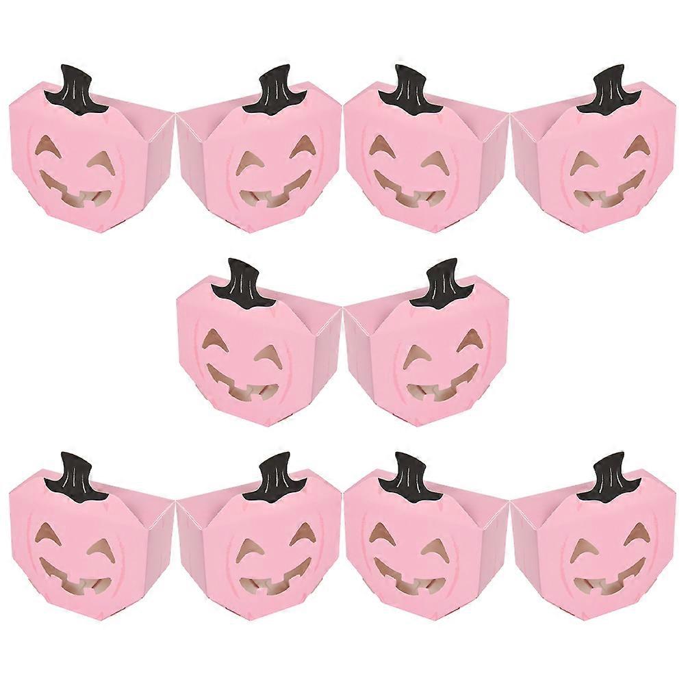 10pcs Pink Pumpkin Treat Boxes, Portable Multi Function Candy & Cookie Packaging for Party Decorations & Seasonal Celebrations
