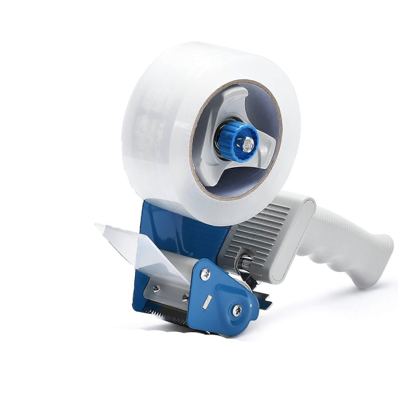2' Tape Dispenser with 2' Cardboard Packing Tape, Lightweight Industrial Side Loading Tape Dispenser Blue 1