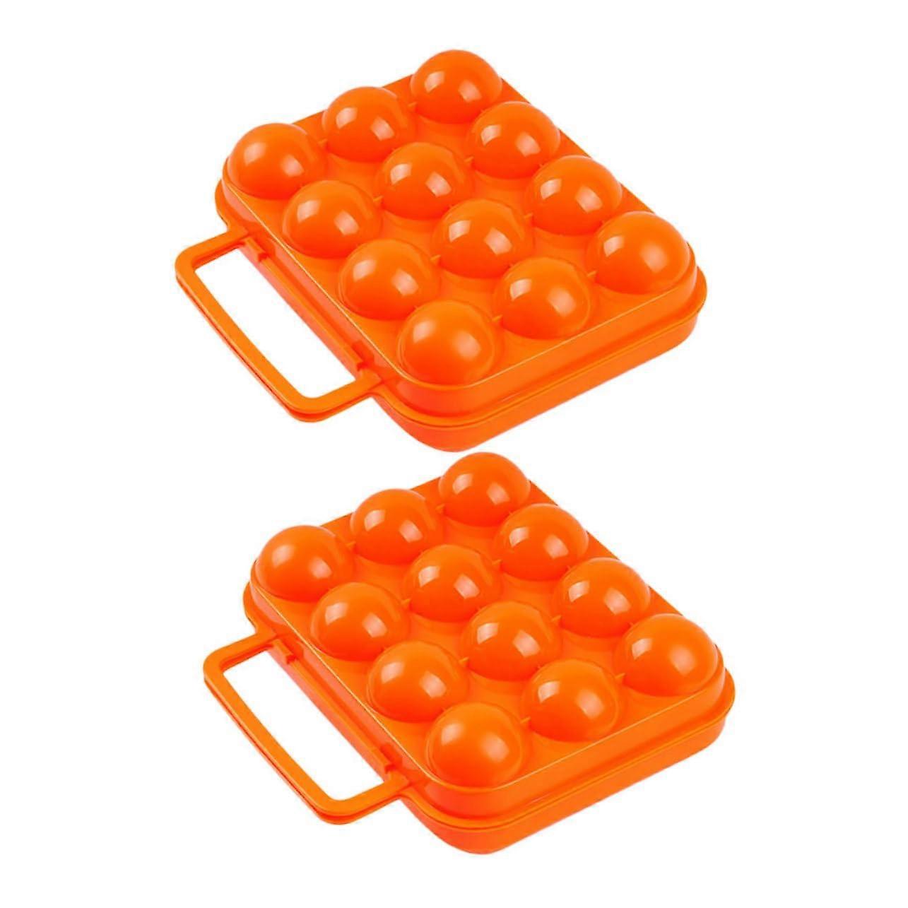Portable Egg Container Set of 2 with Storage Compartment, Sturdy and Fridge-Friendly Egg Box for Camping and Travel