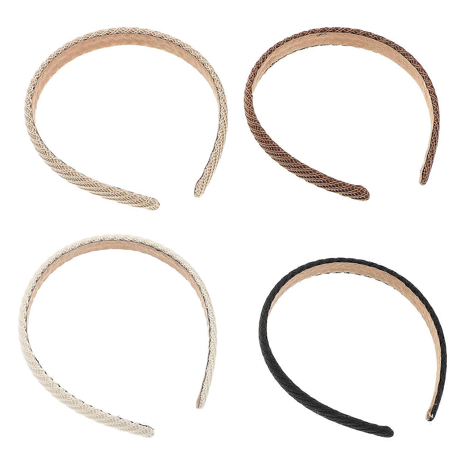 Conjunto de faixa de cabeça de lavagem de cabelo de malha macia de 4 peças para mulheres - acessórios de lavagem facial elásticos para cuidados com a pele, maquiagem, chuveiro, ioga