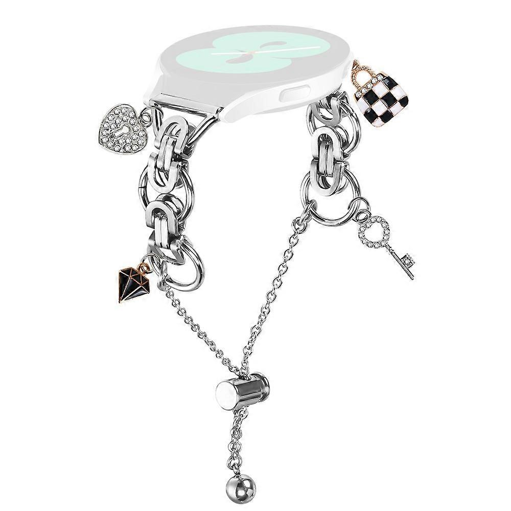 Compatible For Samsung Galaxy Watch 42mm Silver Watch Band Adjustable Single Chain Style Metal Alloy Strap
