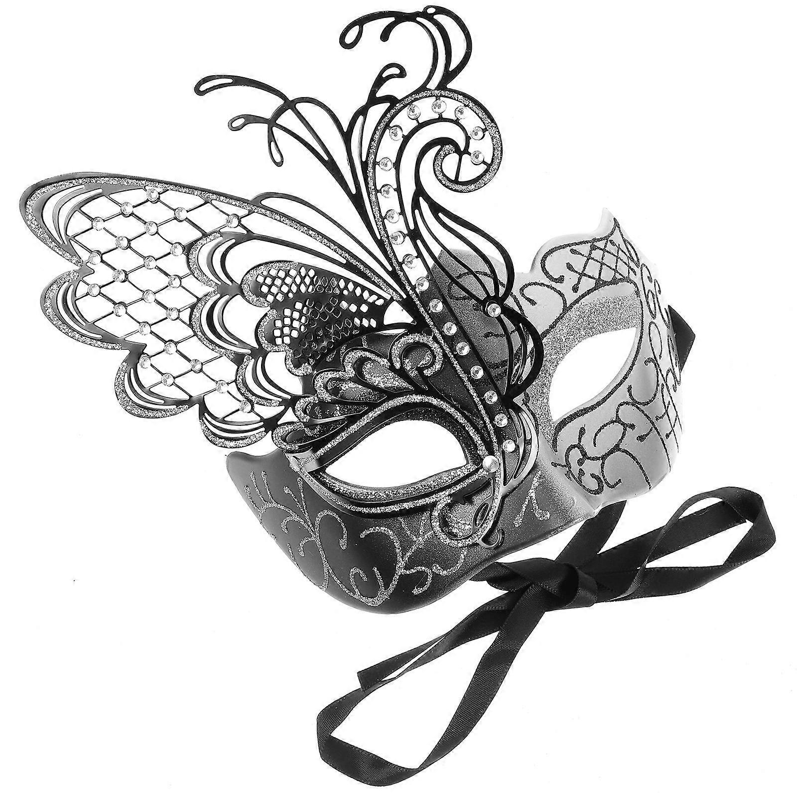 Masquerade Style Silver Butterfly Mask Half-Face Mask For Halloween Party 1Pcs Corsplay Accessory