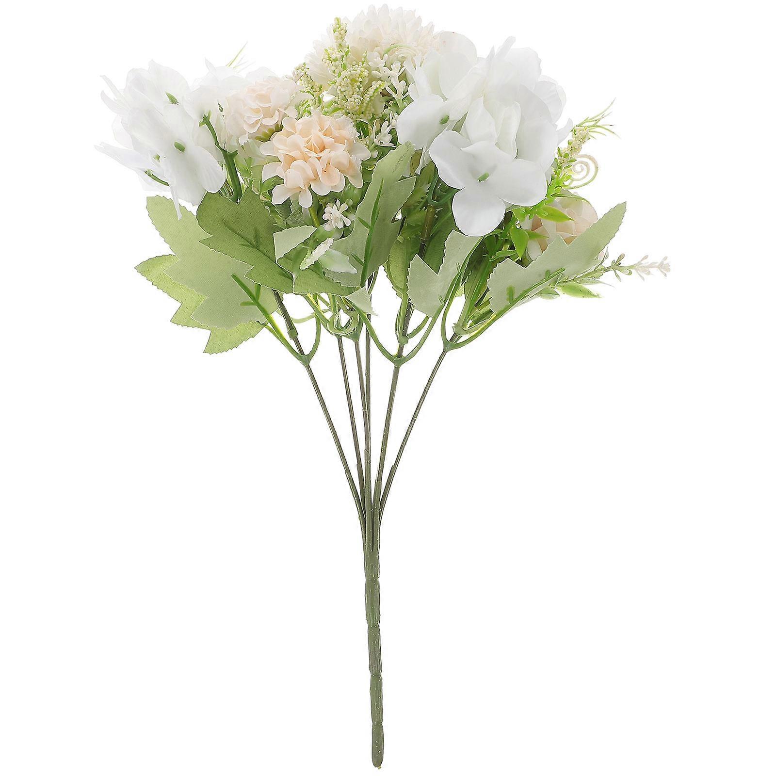 Lifelike Artificial Rose Flower Bunch for Decor White Silk Cloth and Plastic Never Wilts 7branch