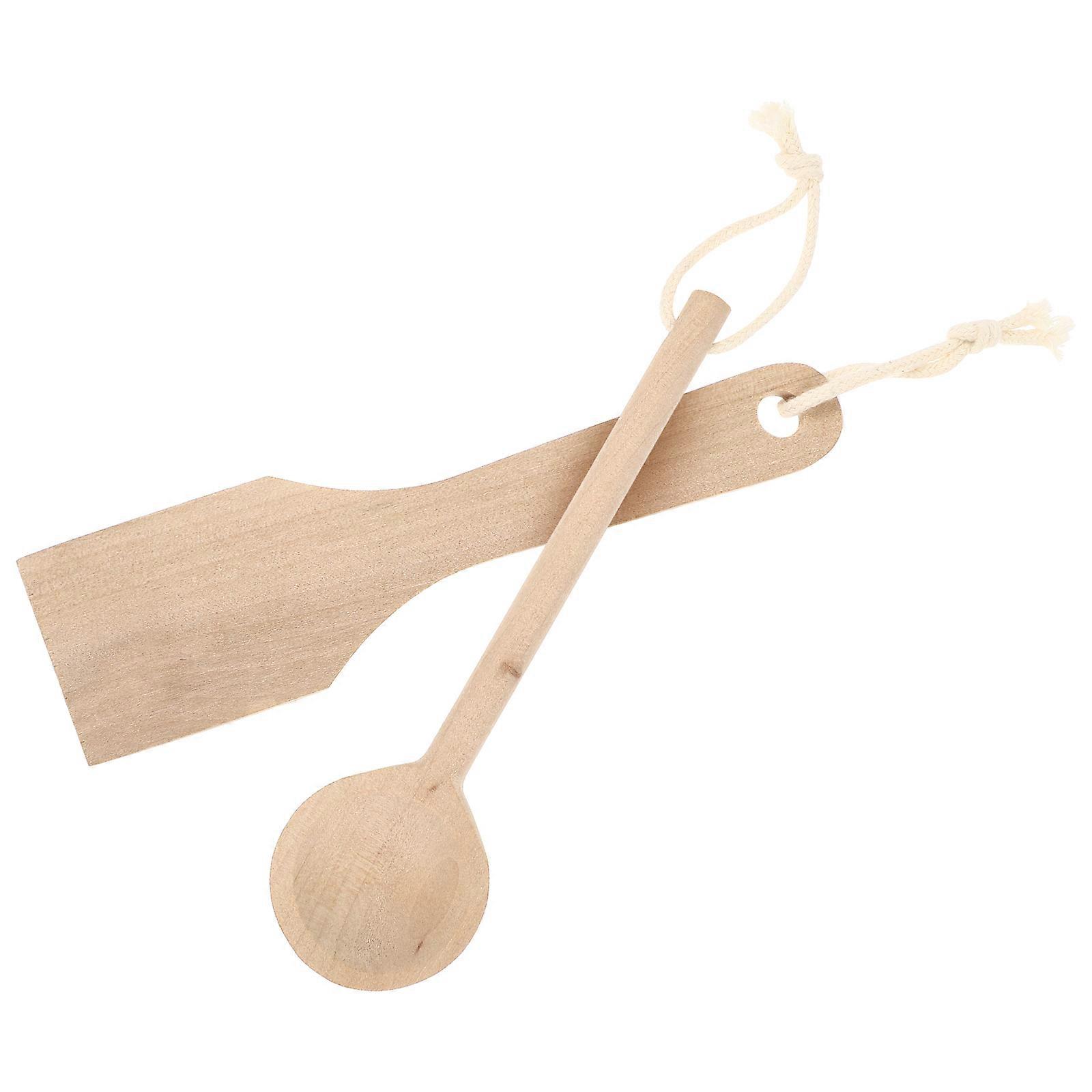 2pcs Wooden Kitchen Toys Simulation and Spoon Plaything