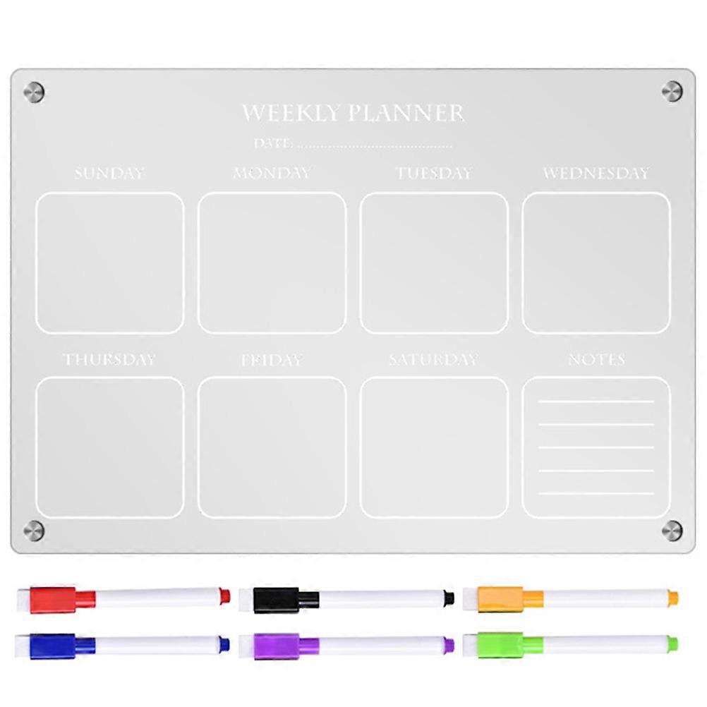 Fridge Weekly Calendar Erasable 1 Set Of Acrylic Dry Erase Board For Kitchen Use 42X29.7CM With Markers