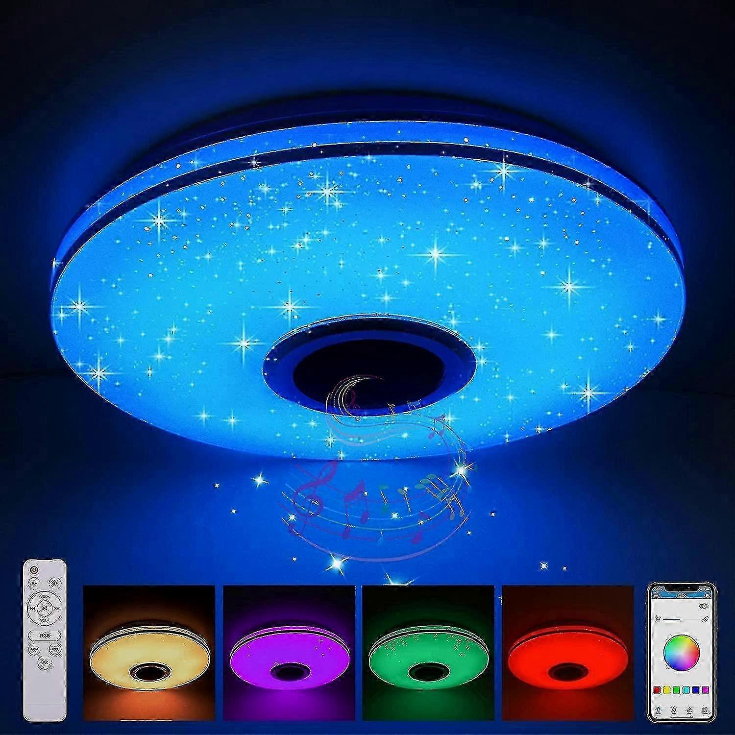Bluetooth Speaker LED Ceiling Light, Dimmable 36W Smart Lamp with Remote Control and App Compatibility
