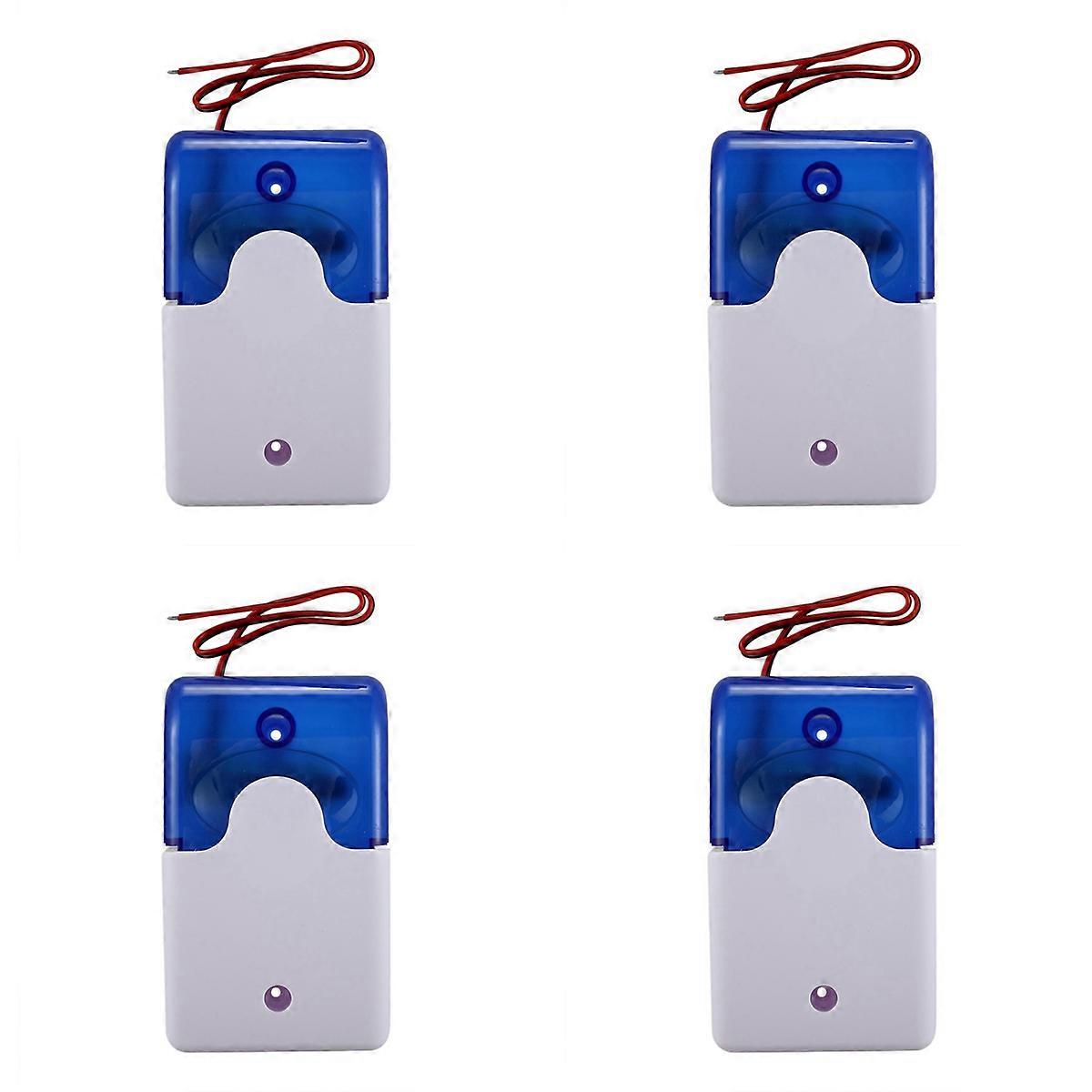 4X Mini Wired Strobe Warning Siren DC12V Sound Alarm Flashing Light Sound Siren Horn Security Alarm