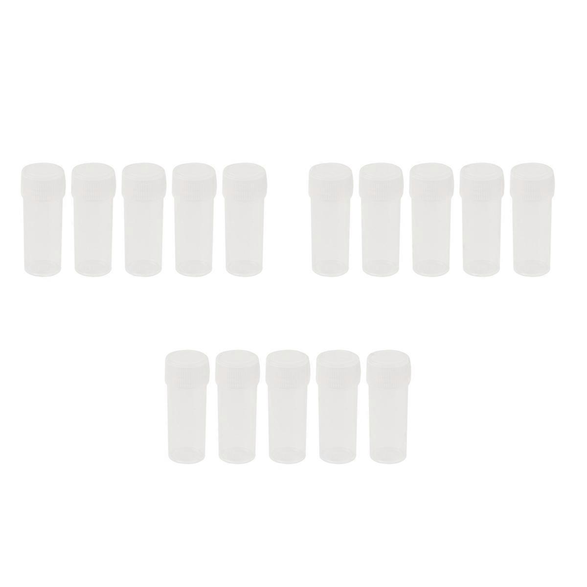 200X Plastic Sample Bottle 5Ml Test Tube Lab Small Vial Storage Container + Lid