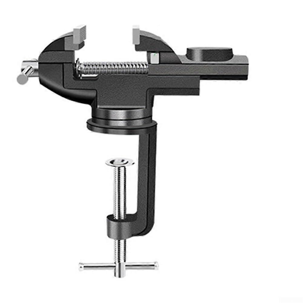 Table vise with nonslip rubber pads, swivel bench clamp, sturdy steel construction, workbench mount for workshop projects (F)