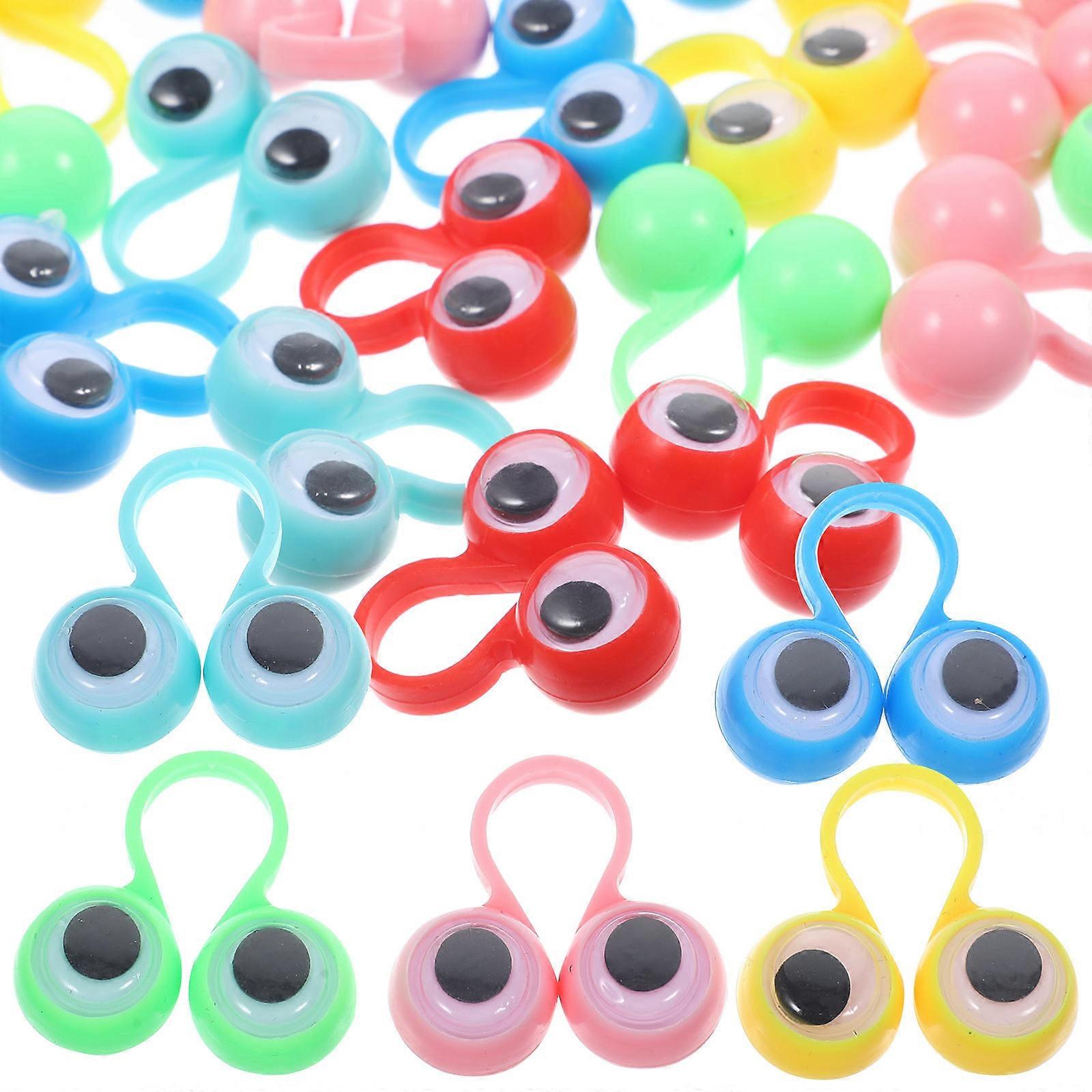 48Pcs Eye Finger Puppets Googly Eyeball Rings Eyeball Rings Party Favor Toys (Assorted Color)