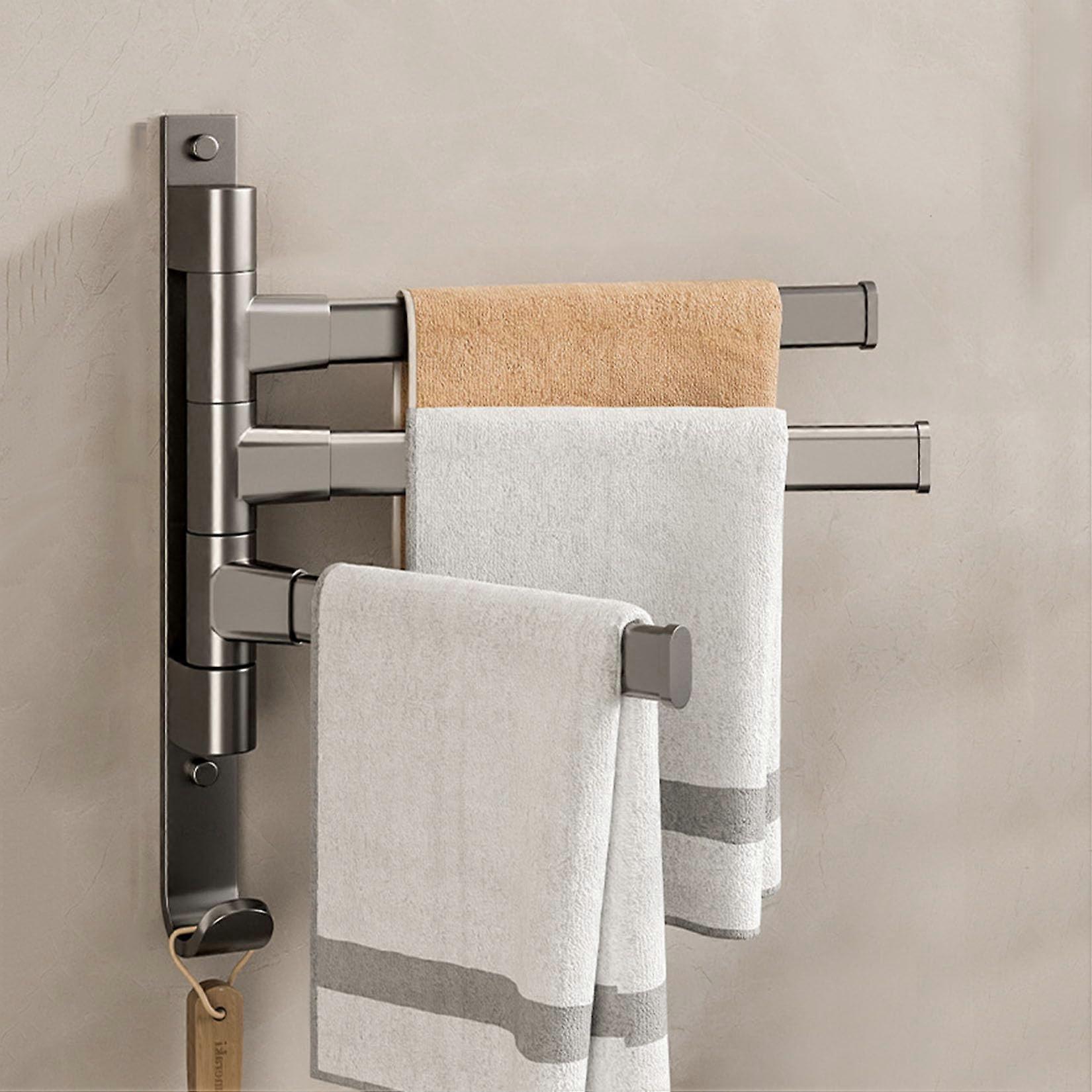 Rotating towel rack, swivel arm bathroom towel holder, wallmounted spacesaving 31.5'