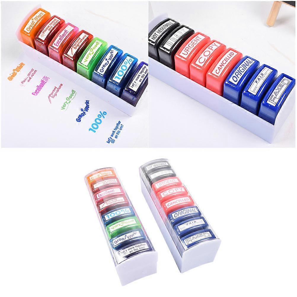 Funny Design Remark Stamper For Classroom Encouragement Use Assorted Color Versatile Stamping 16Pcs
