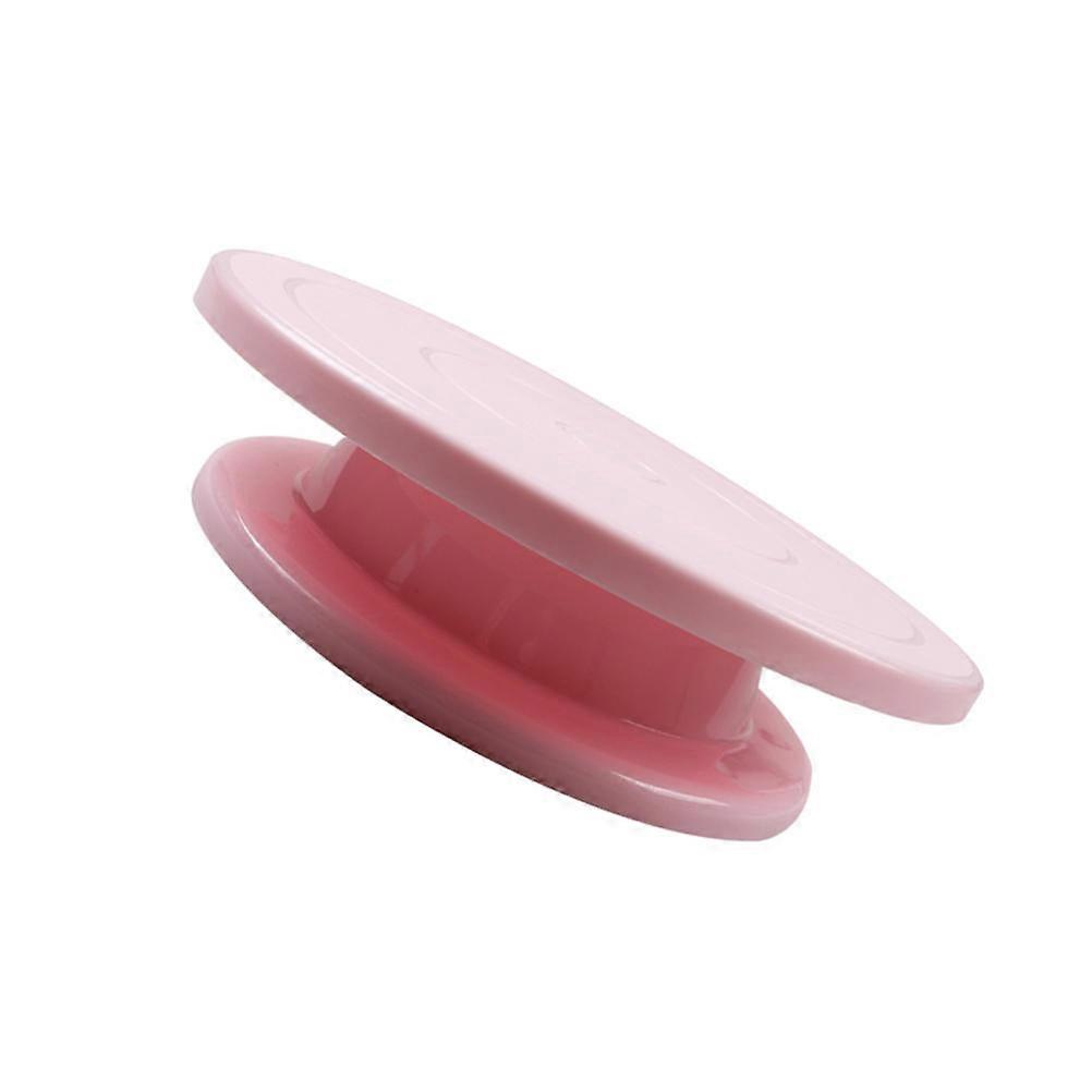 Pink Plastic Rotating Cake Stand for Decorating with 360 Degree Smooth Turntable Design Great for Home Bakery Use