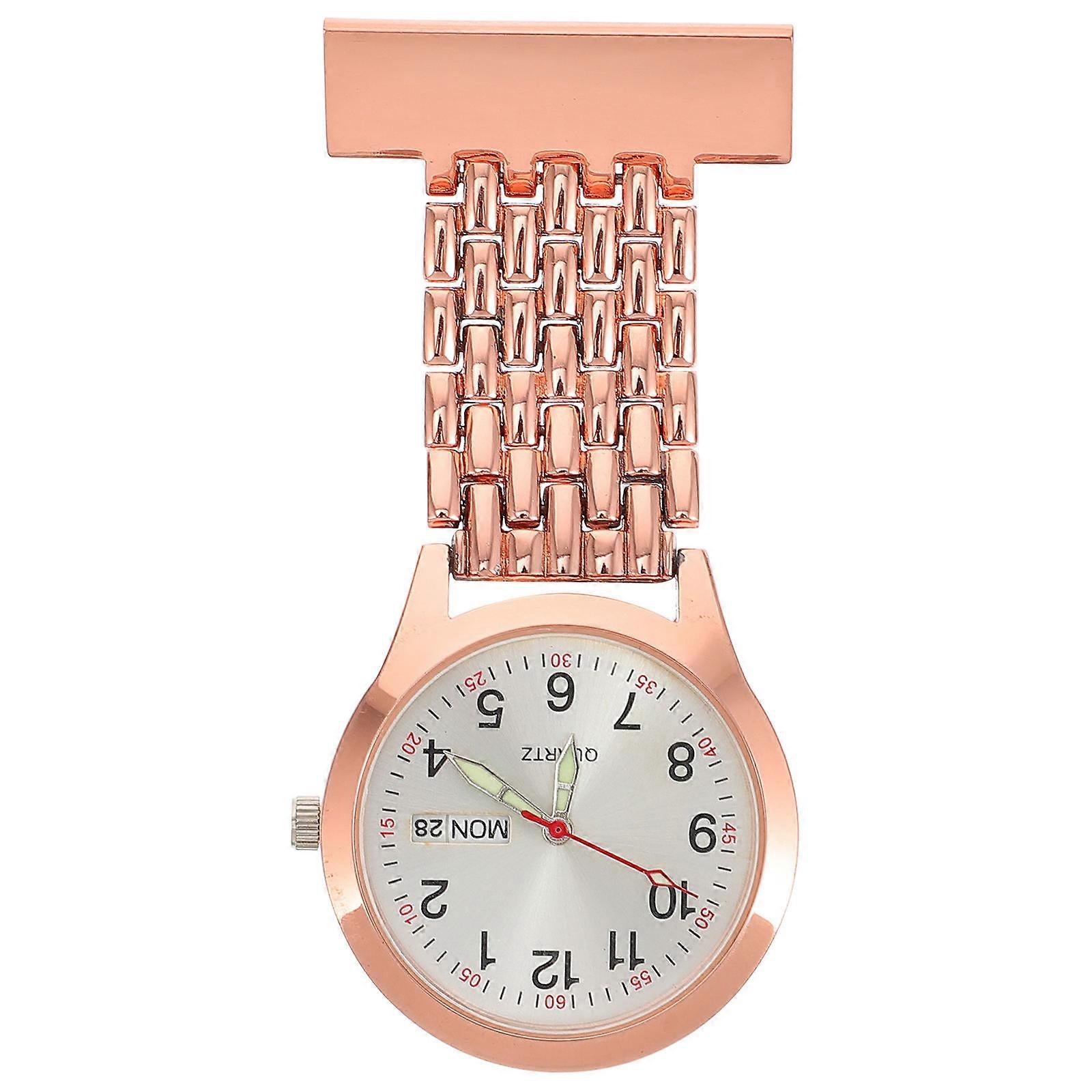 Creative Nurse Clip Watch 1Pack Golden Round Accurate Timekeeping For Nursing