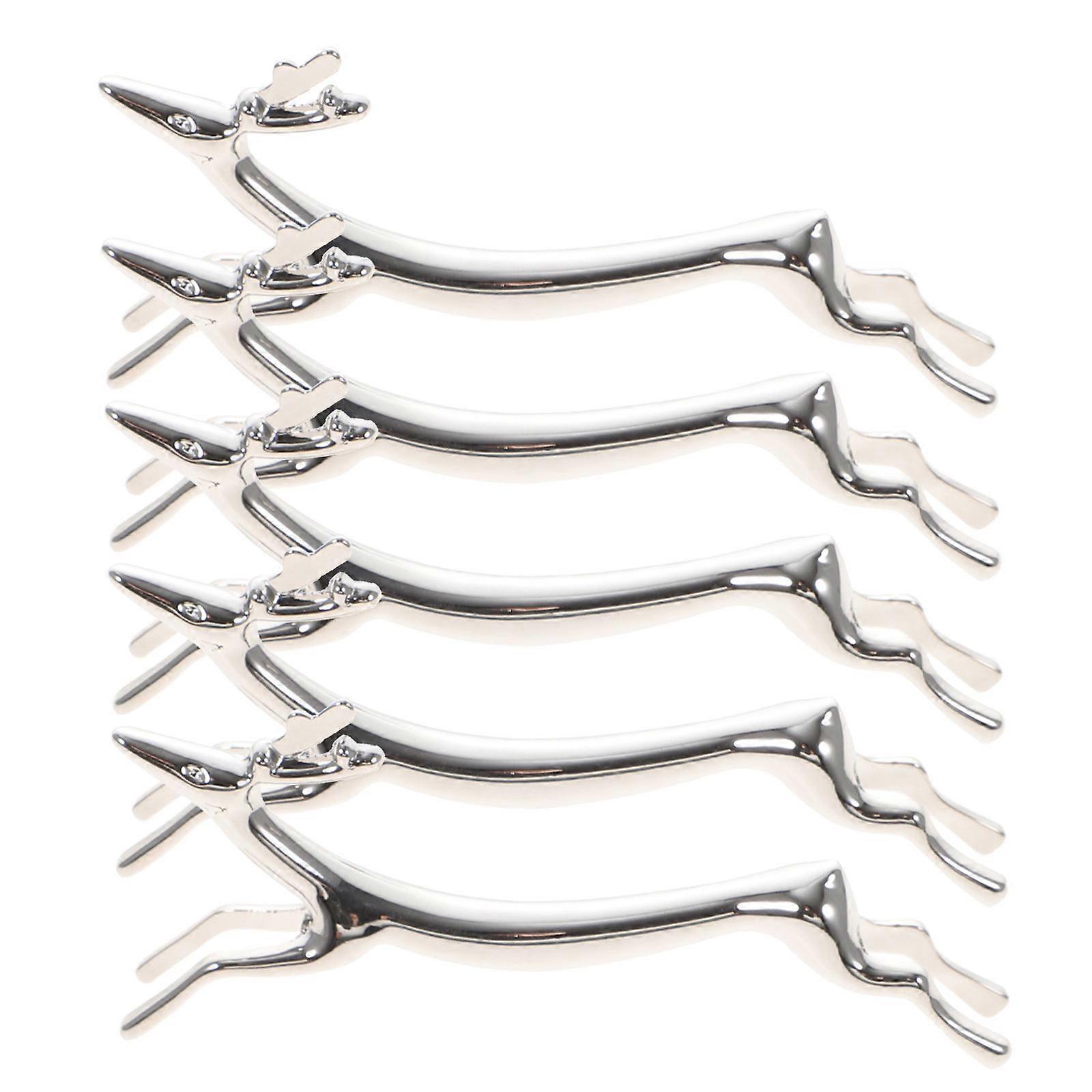 Sturdy Deer-Shaped Chopstick Rests for Storage Use Made of Stainless Steel Silver Color 5Pcs