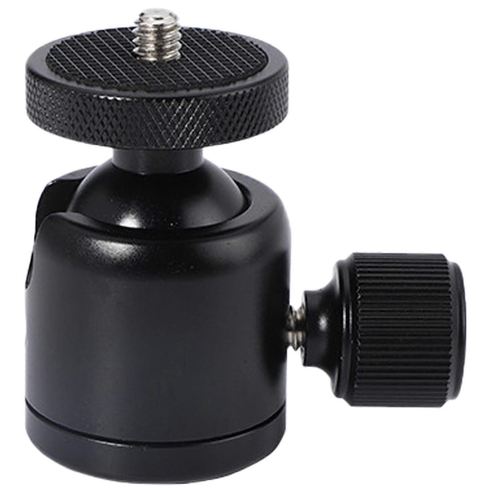 Tripod Round Head 360 Panoramic Metal Quick Release Plate 1/4" 3/8'' Screw Thread Mount Tripod Head for Monopod Camera  Black