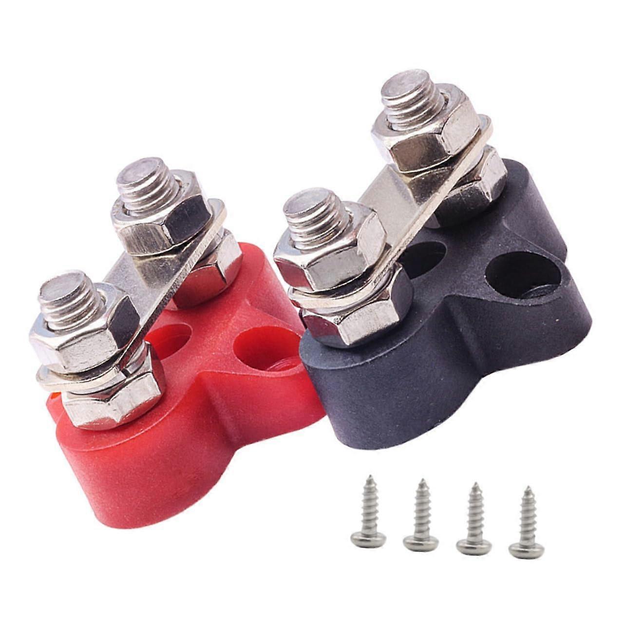 Dual Battery Distribution Block For Vehicles, 2-Piece Stainless Steel Terminal Block, Corrosion-Resistant, Easy Install