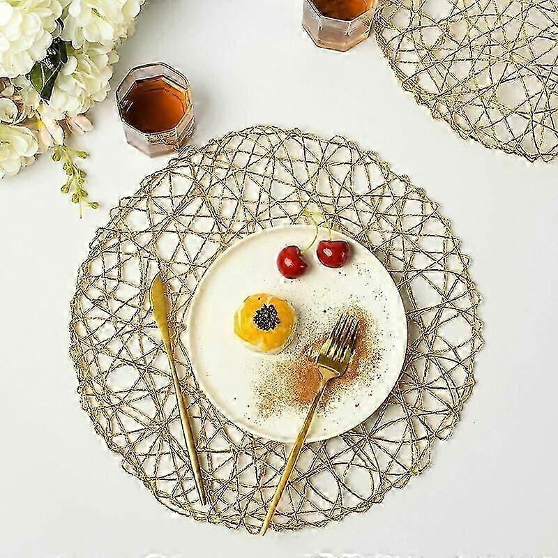 Table Manger Lot De 6 Sets De Table Ronds Dors Pour Table Manger, Tisss Antidrapants, Rsistants La Chaleur, Sets De Table Mtalliques Pour Dcoration