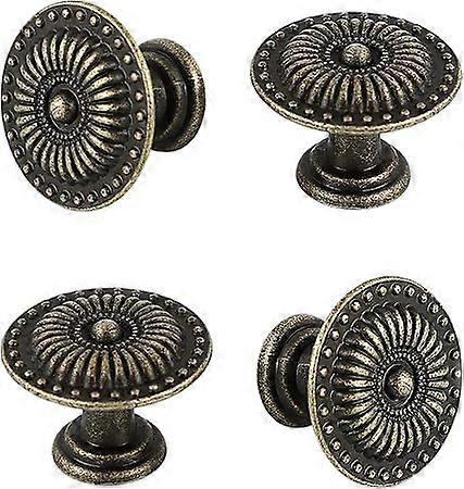 4 Pieces Vintage Dressing Table Handle Knobs (Bronze)