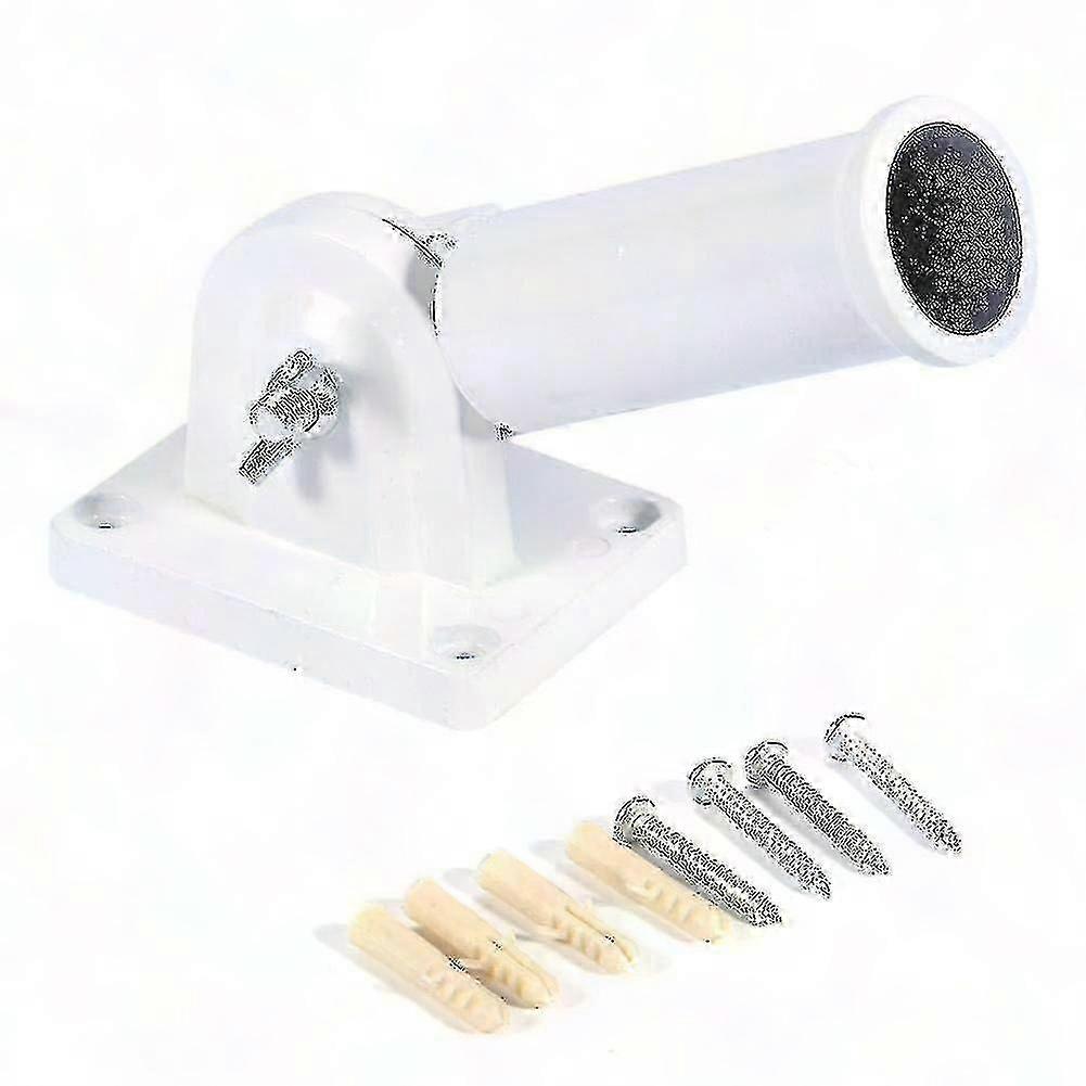 Flag Pole Holder White Metal Wall Mount Adjustable Holder Bracket A