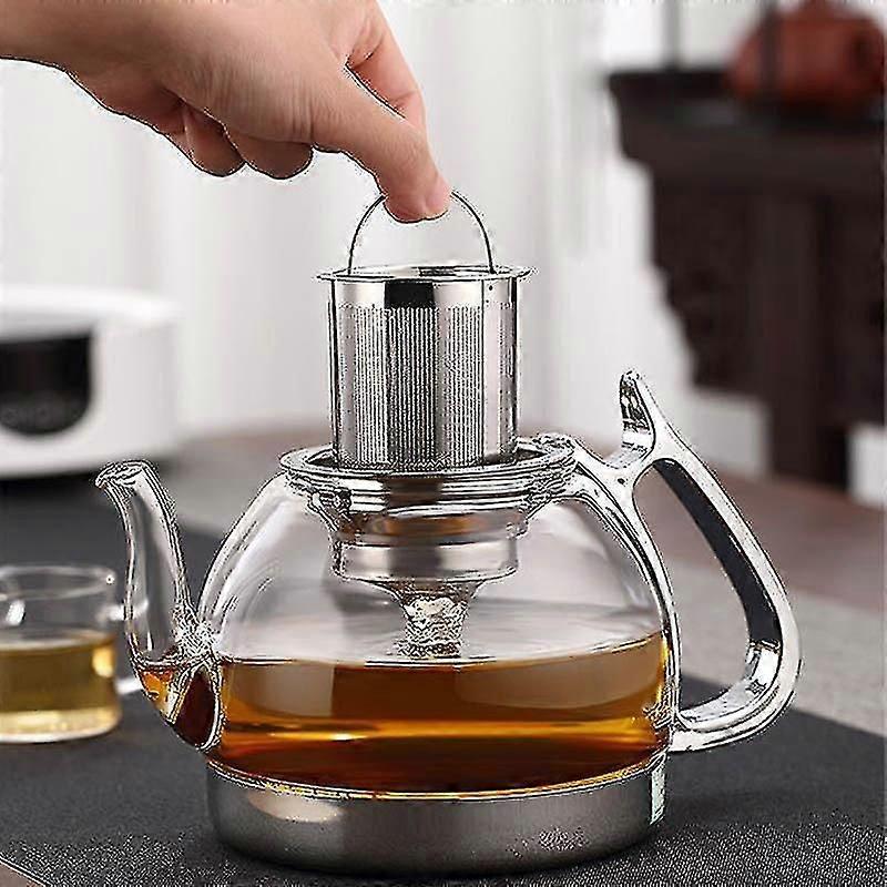 Théière en verre résistant à la chaleur pour cuisinière à induction, 1000ml, pot filtrant multifonctionnel