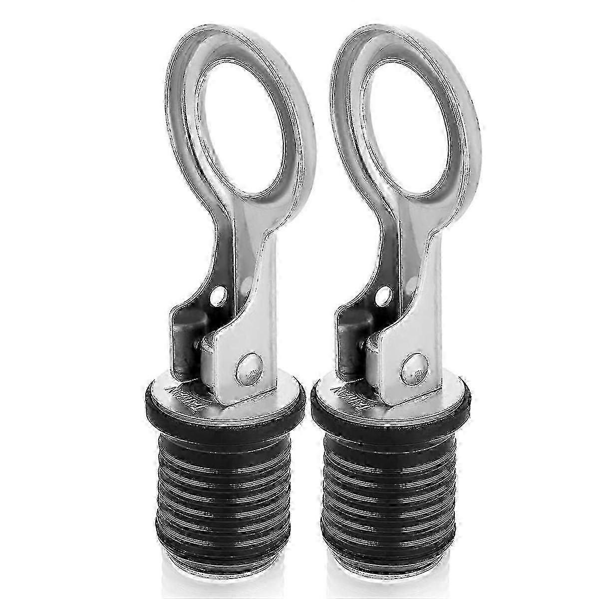 2-Pack Marine Drain Plugs with Snap Handle for Boats