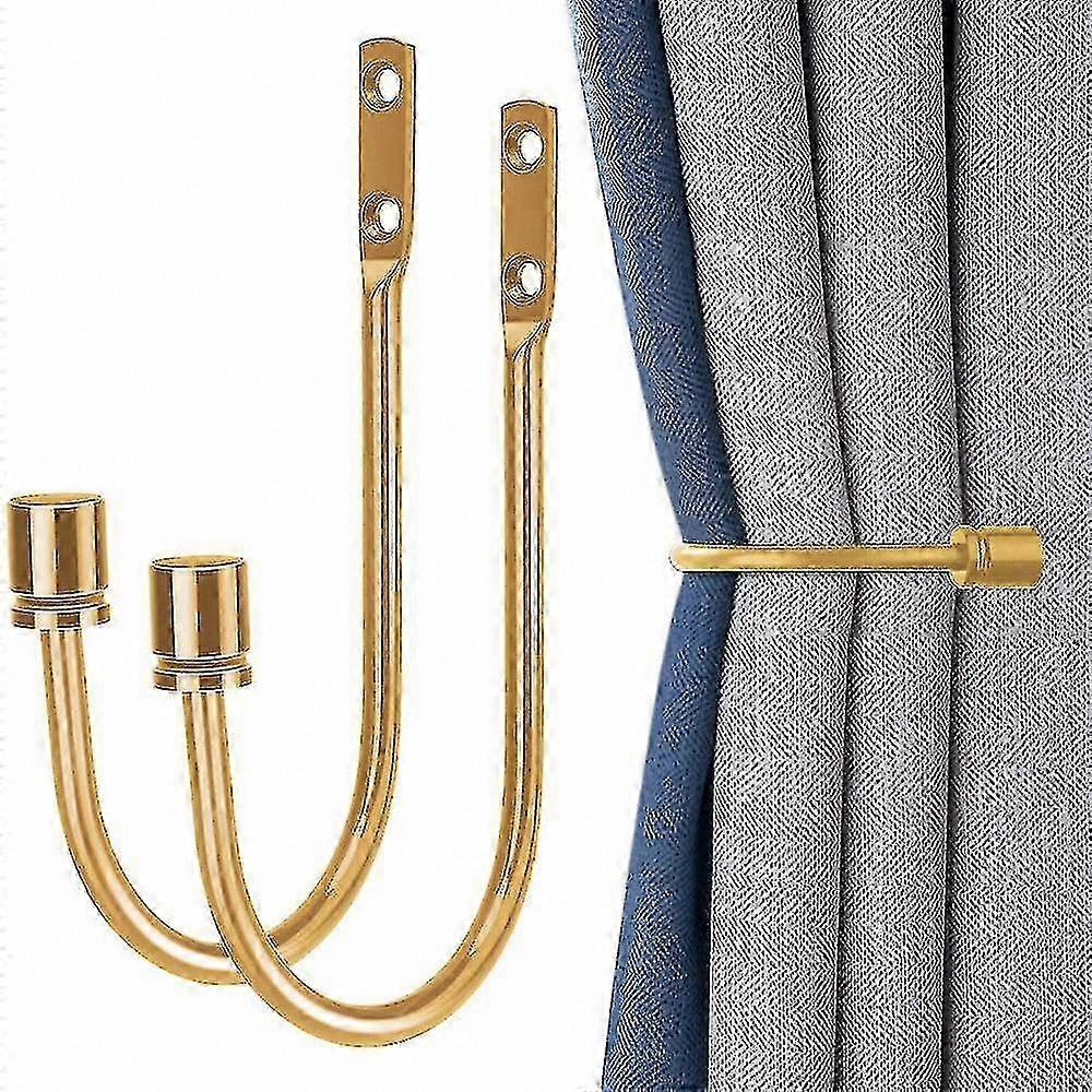 Pair of Metal Wall-Mounted Curtain Holdbacks for U-Shape Tiebacks