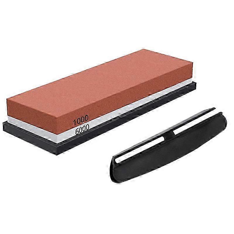 1000/6000 Grit Sharpening Stone, 2 in 1 Pair-Sided Knife Sharpener with Non-Slip Silicone Base