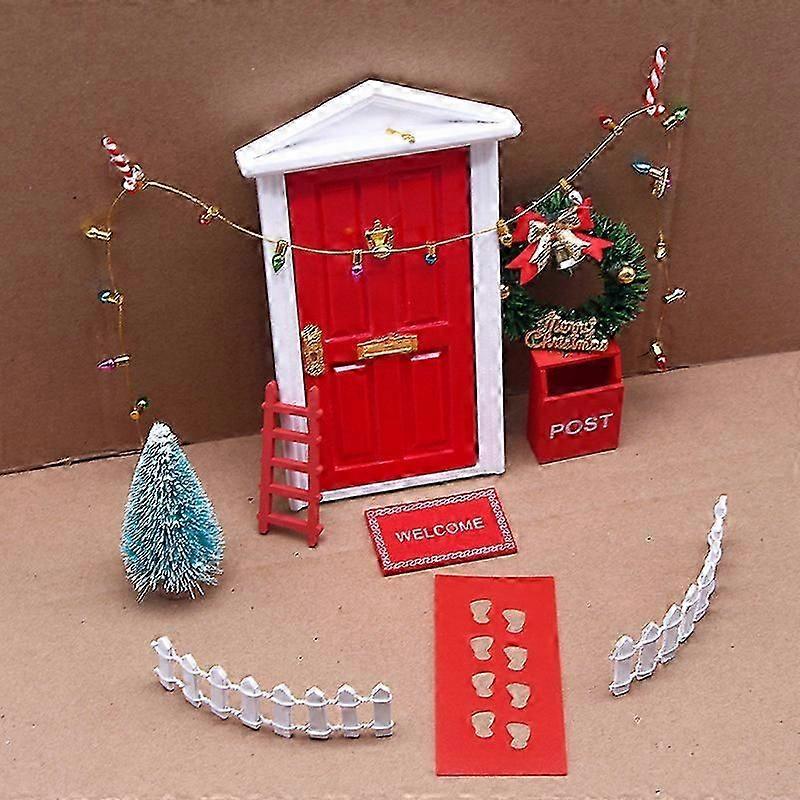 Mini Red Christmas Decoration Set with 11 Models for Doll House Miniature Scene Display in UK Homes